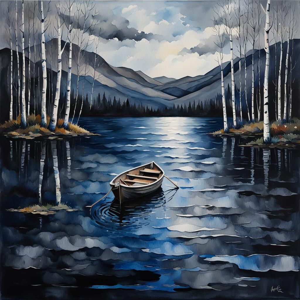 Moody Aspen Shores in Neo-Impressionistic Style