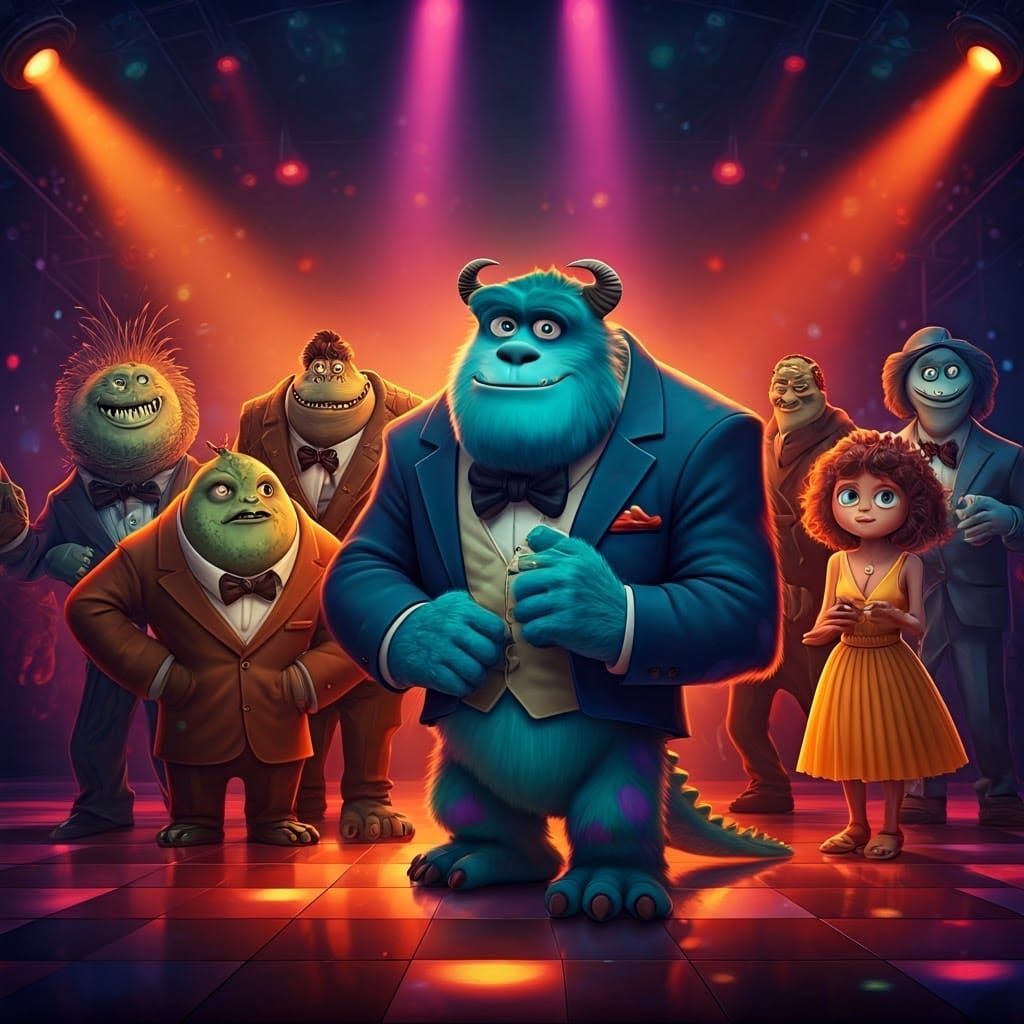 Monsters Disco Party in Pixar Style