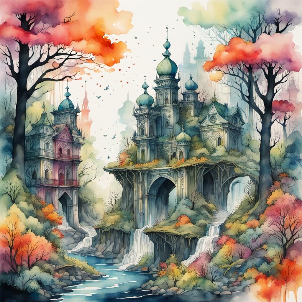 Forest Reclaims Abandoned City as Watercolor Art