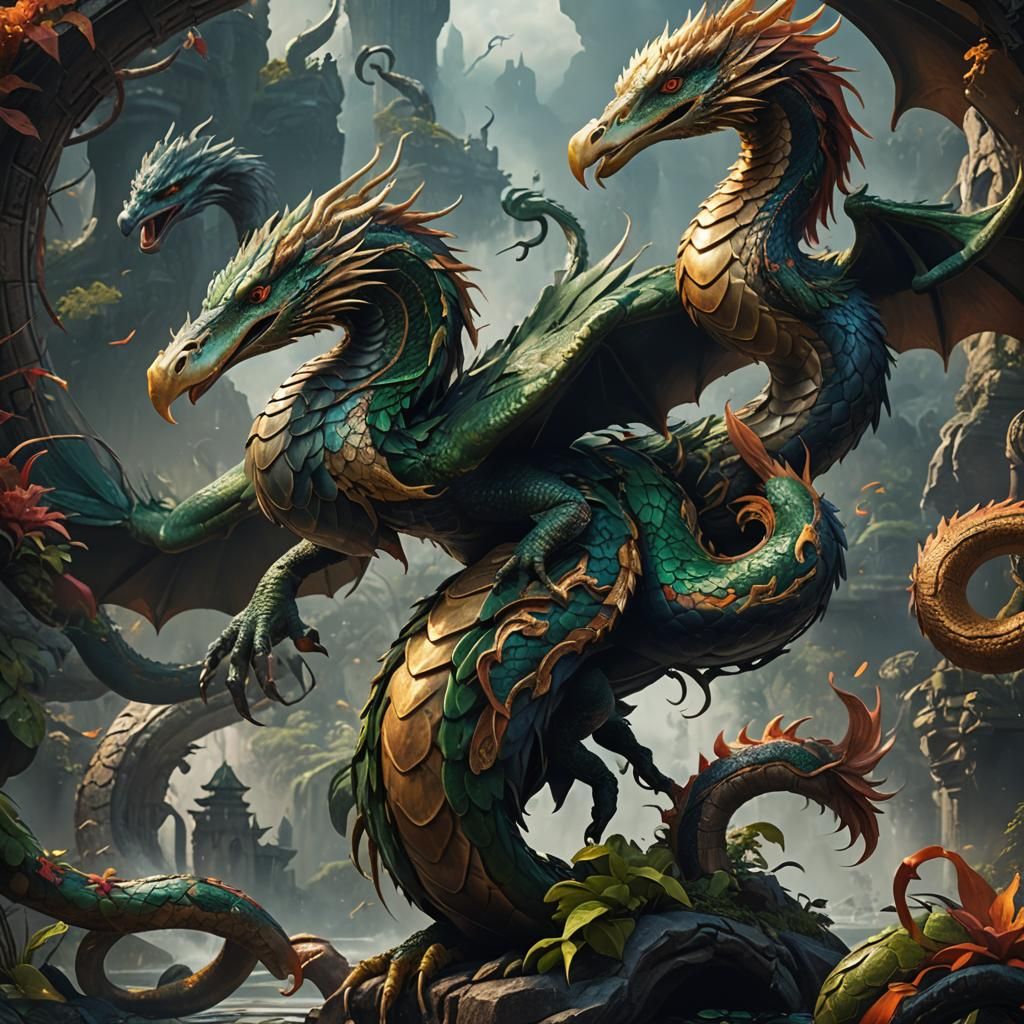 Fantastic Hybrid Animal: Snake, Duck, and Dragon