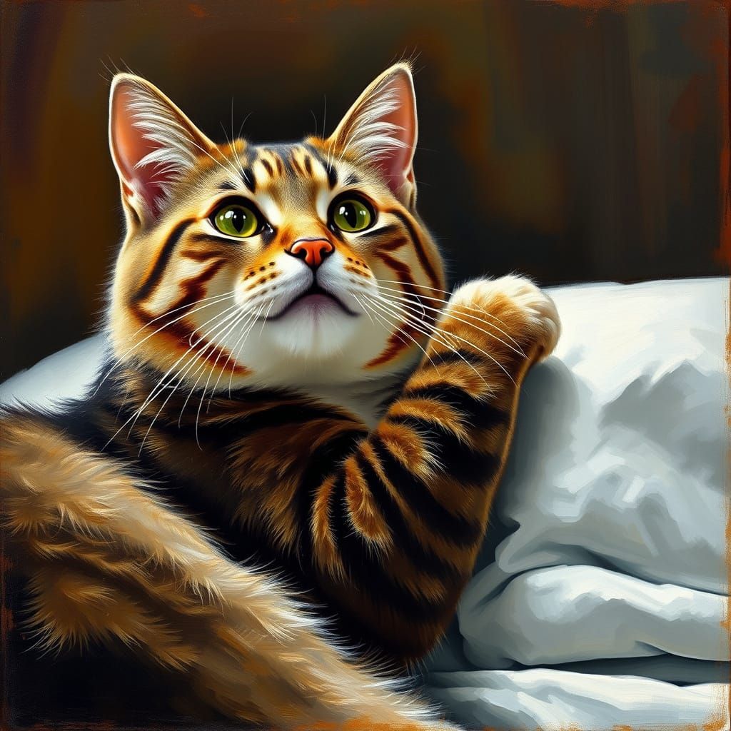 Feline Renaissance Hero in Vibrant Colors