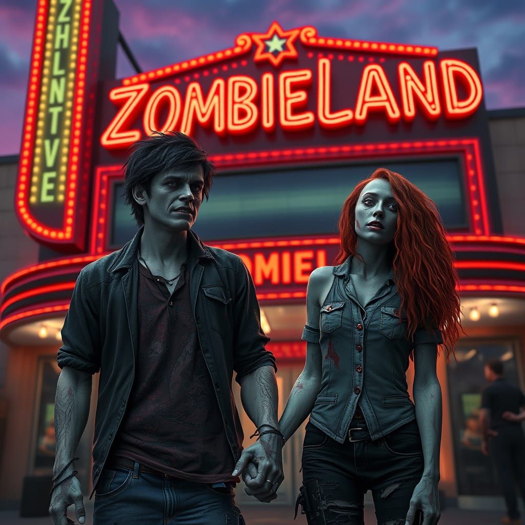 Zombie Friends in Retro-Futuristic Movie Theater