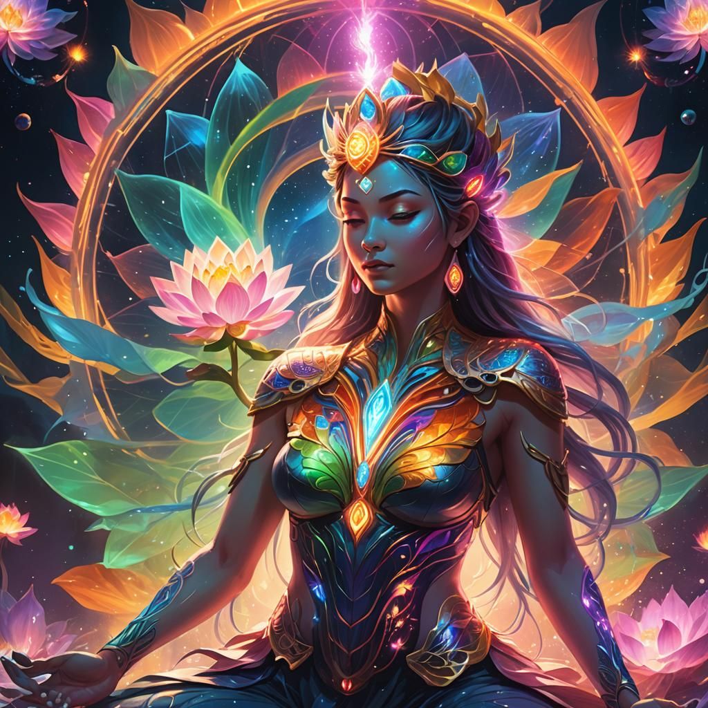Lotus Chakra Figure in Vibrant Fantasy Art