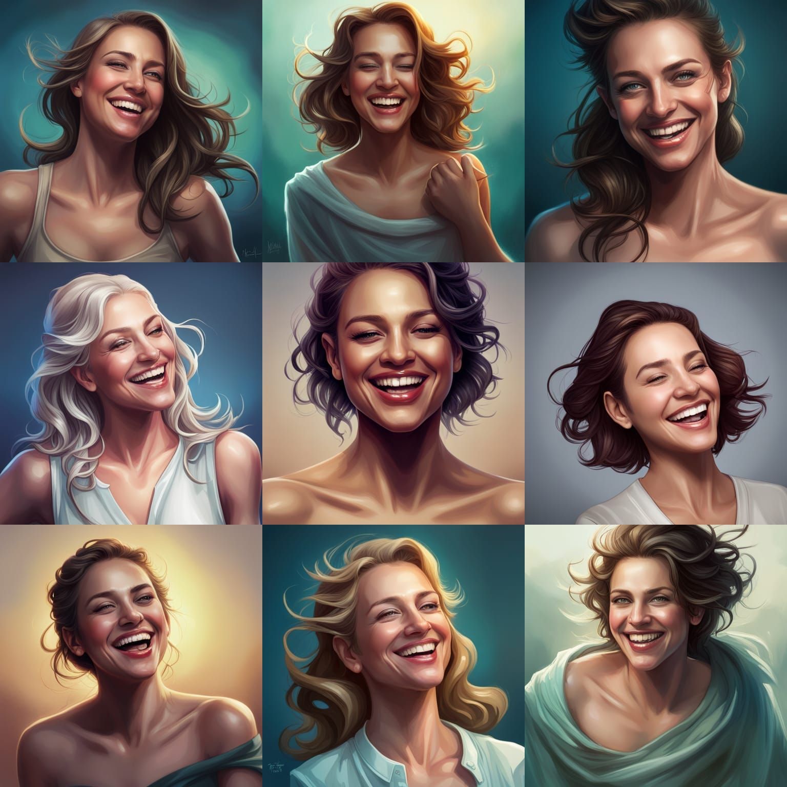 Laughing Woman Portrait with Dynamic Lighting