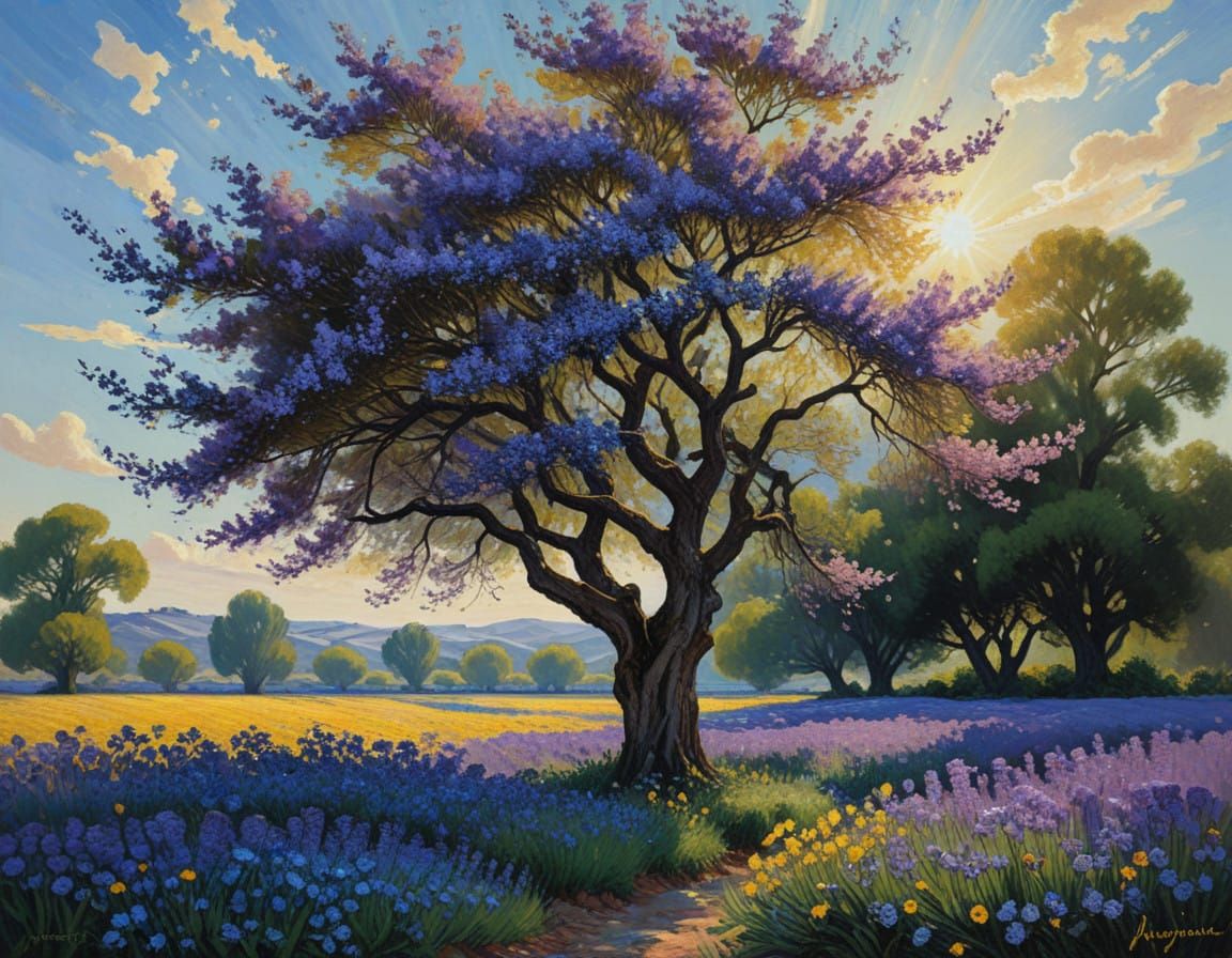 Surreal Jacaranda Tree in Vibrant Bloom
