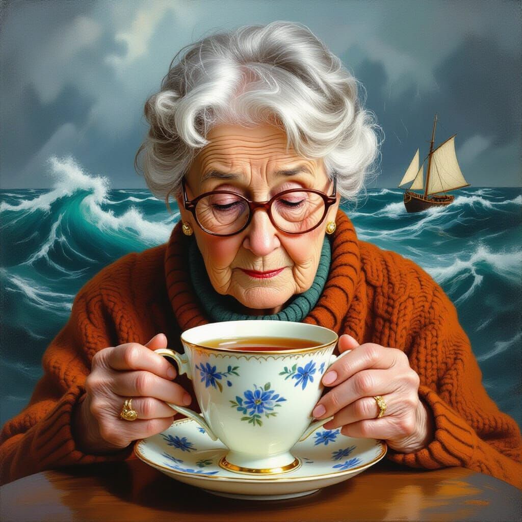 Stormy Tea Cup: A Digital Art Metaphor