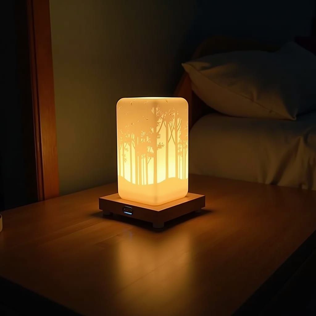 Children's Night Lamp with Forest Illustration
