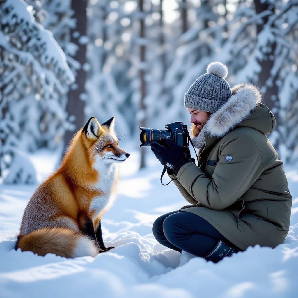 Photographer Captures Fox in Winter Forest with Chiaroscuro