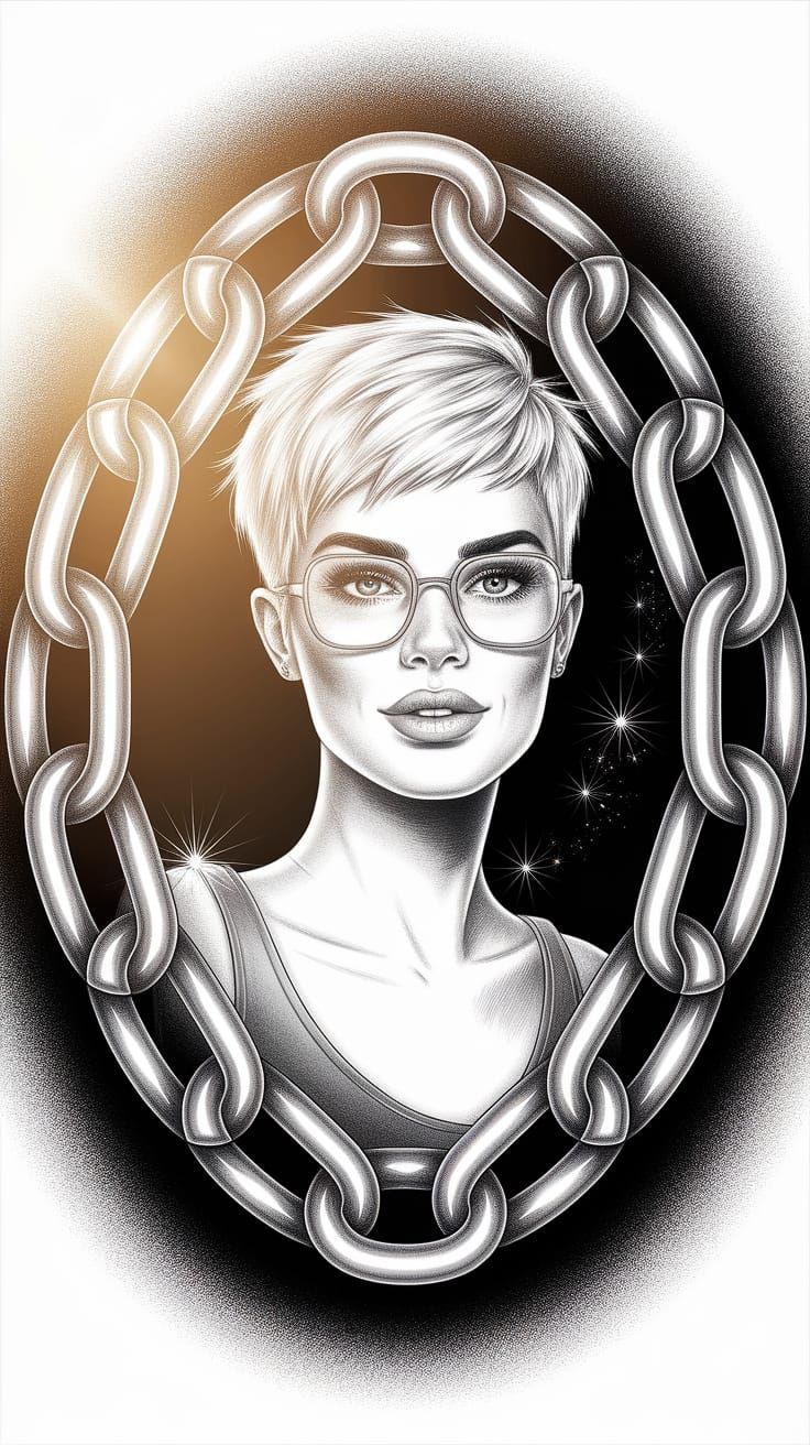 Confident Woman in Charcoal Pencil Portrait