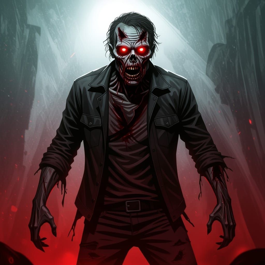 Terrifying Halloween Zombie in Dark Fantasy Style