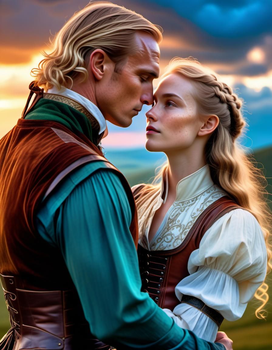 Renaissance Style Kiss Between Elf and Human