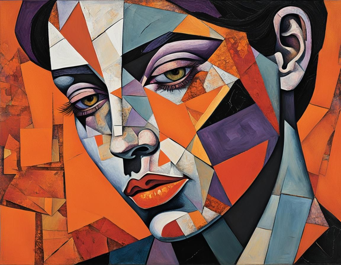 Cubist Woman's Portrait with Geometric Splinters