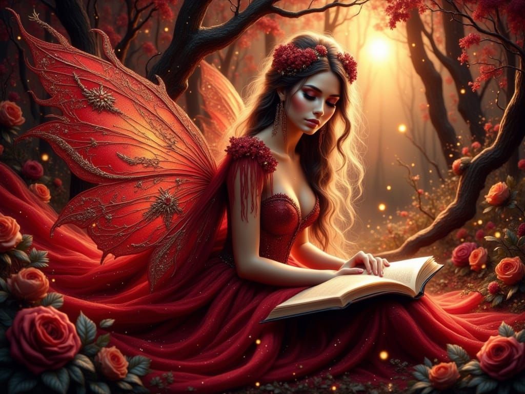 Enchanted Book Fairy in Mystical Arcadia