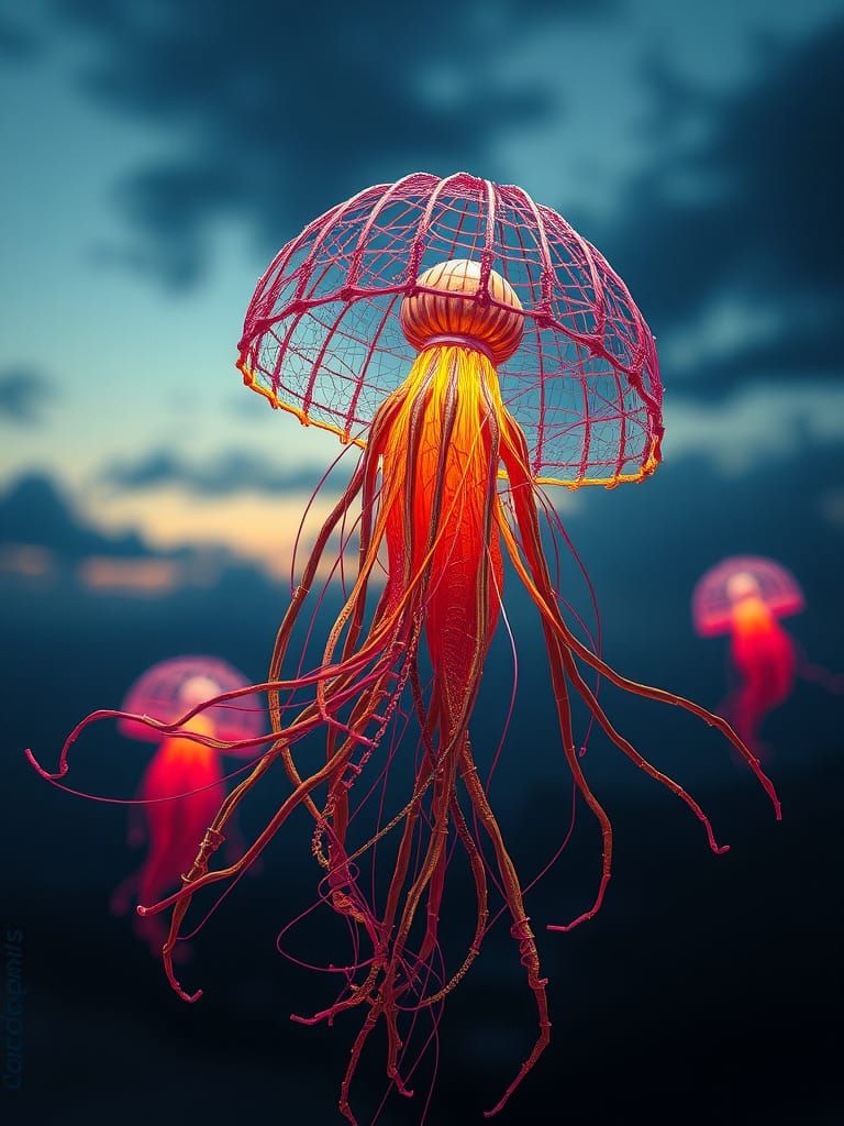Jellyfish Wire Sculpture Inspired by Kinetic Art