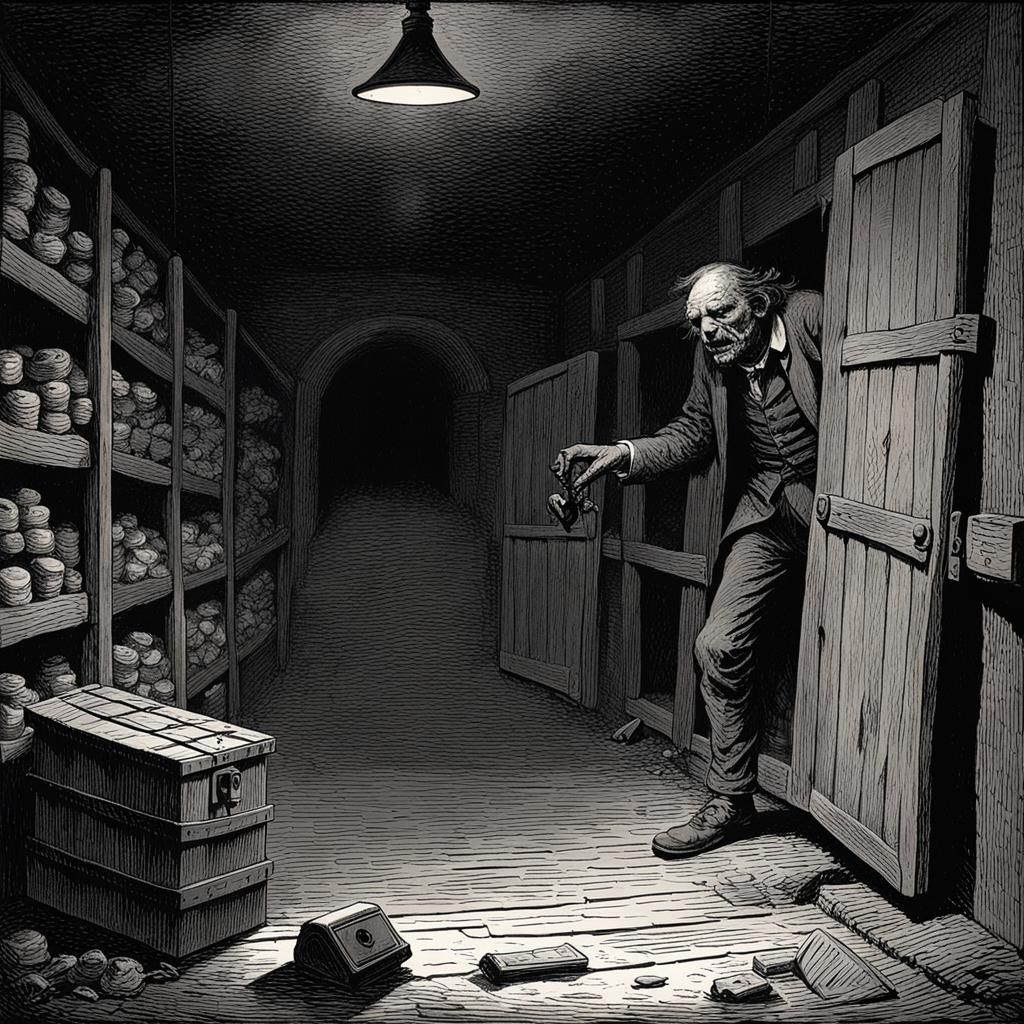 Working the night shift alone tonight. There is a face in the cellar staring at the security camera.