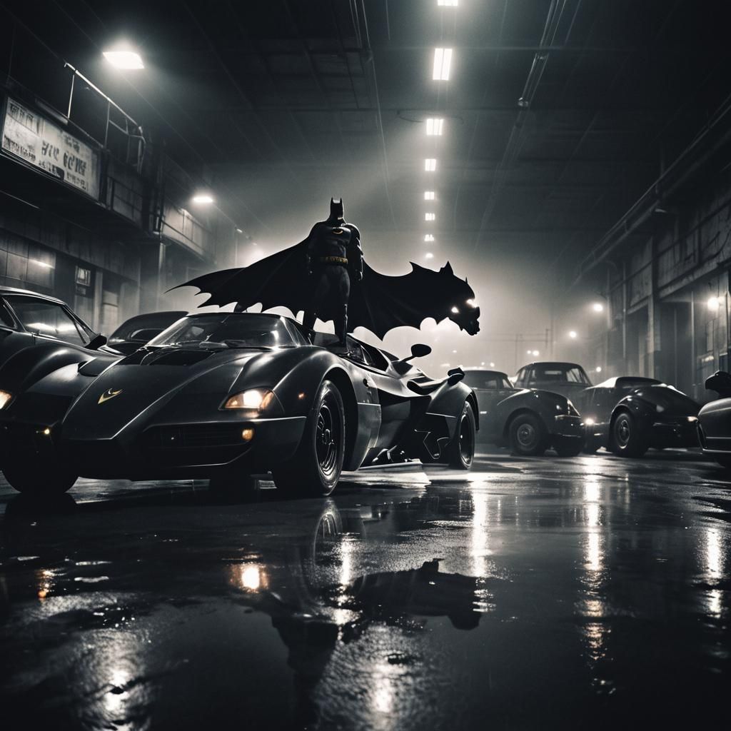 Batman and Cat in Noir Double Exposure