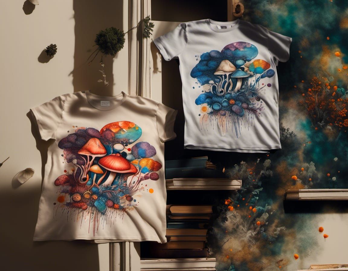 Zen Mushroom T-Shirt Graphic in Watercolor Style