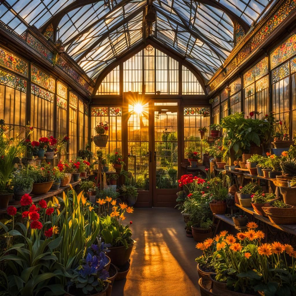 Ornate Greenhouse in Art Nouveau Style