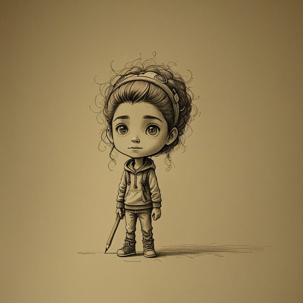 A Classic Pencil Sketch of the Artist