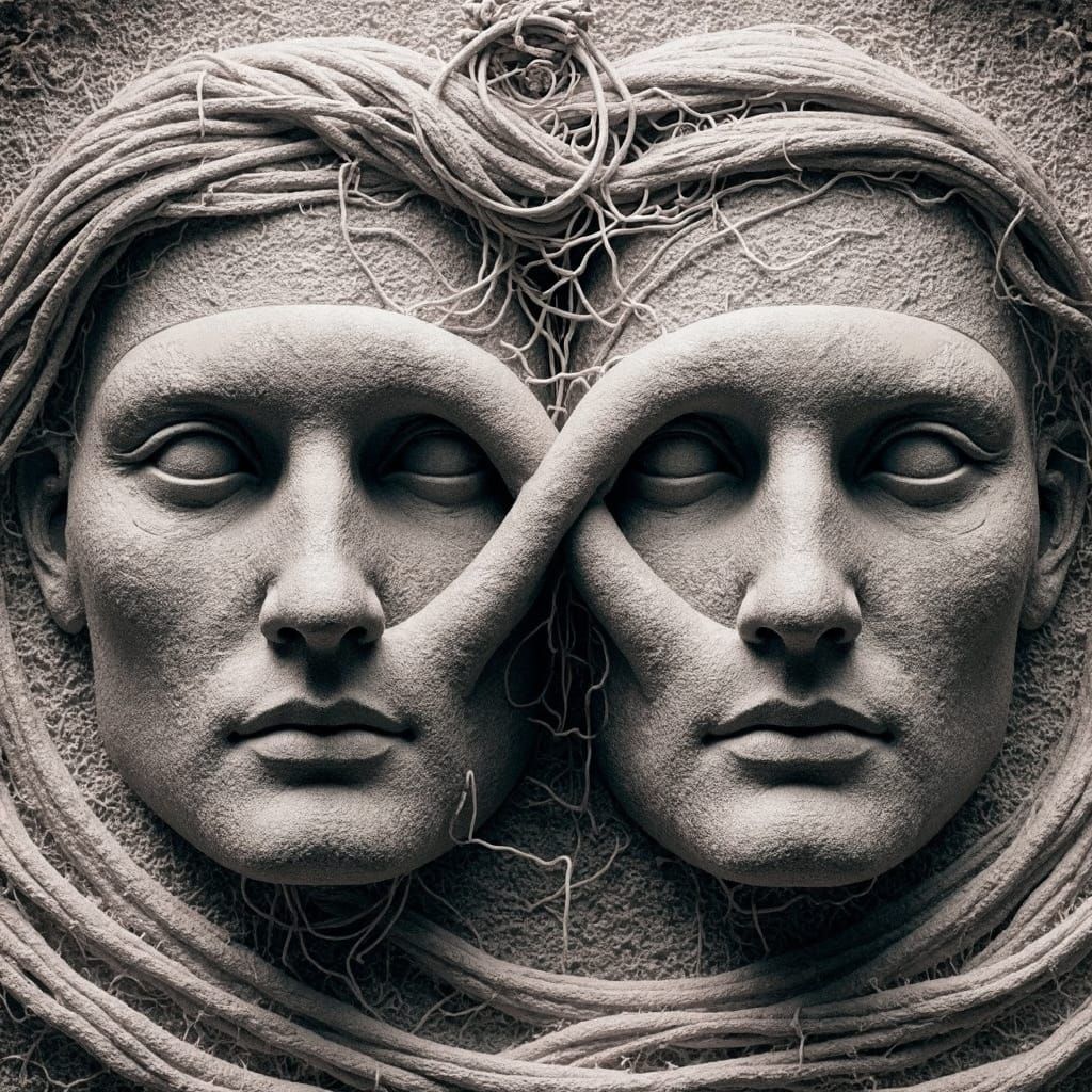 Stone Statue: Timelessness and Fragility in Surreal Style