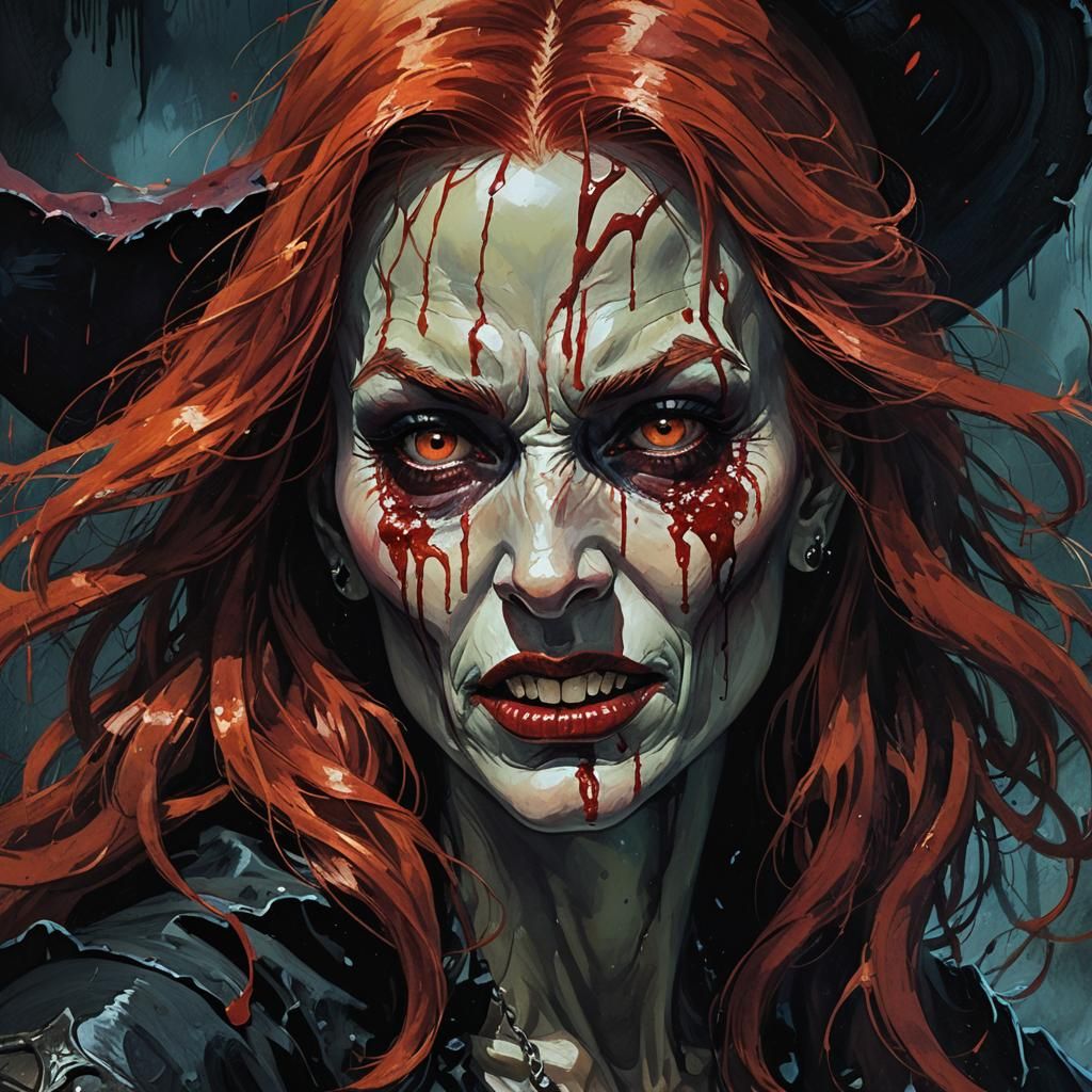 Eerie Witch Portrait in Dark Fantasy Style
