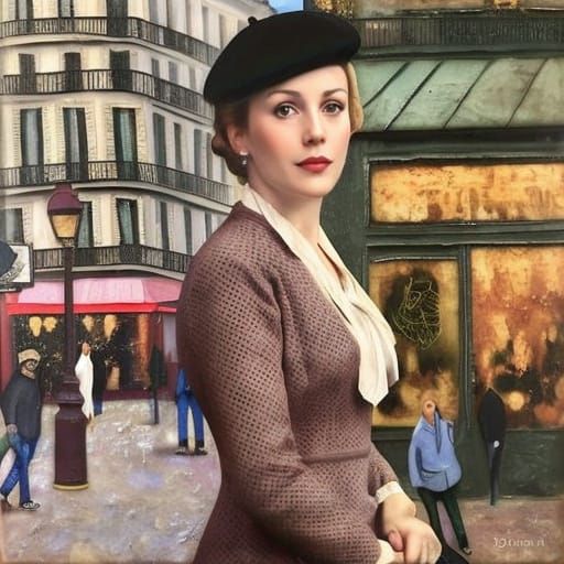 Confident French Beauty in Soft Impressionist Light