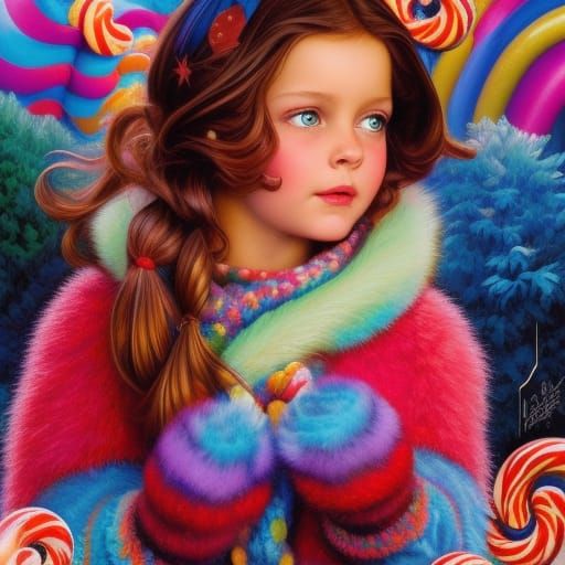 Winter Girl in Mittens: An Oil Painting