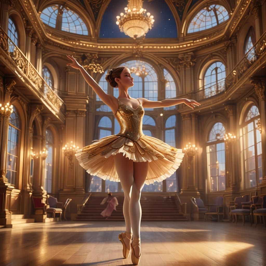 Anime Ballerina in Renaissance Opera House