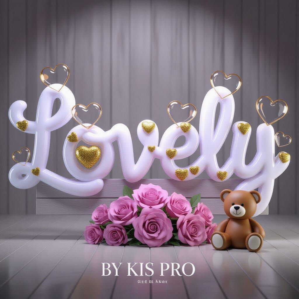 3D Glass Letters "Lovely" with Hearts & Glitter