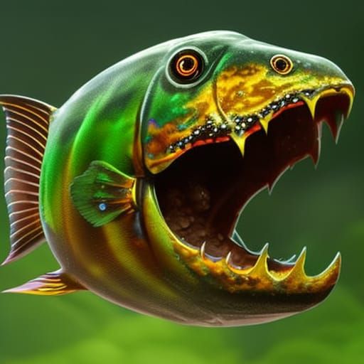 Aggressive Piranha in Hyperrealistic Splash Art