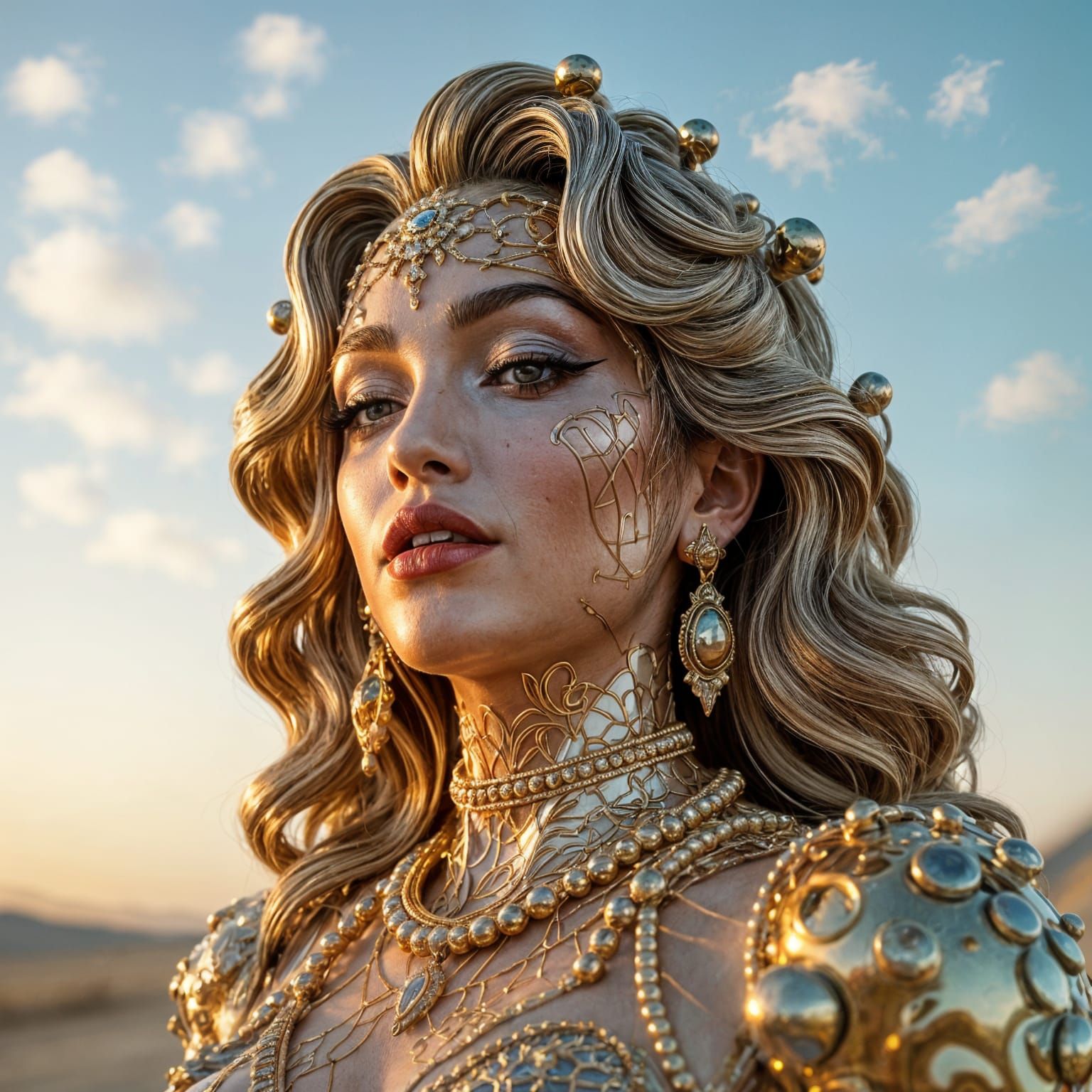 Madonna Statue Made of Hardware in Burning Man Style