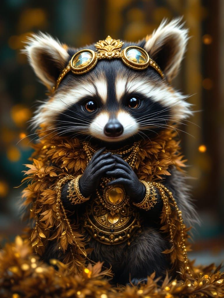 Glamorous Flapper Raccoon Shines in Dreamlike Speakeasy Scen...