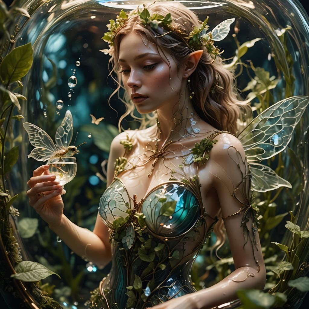 Glass Fairy Reveals Miniature World: Surreal 8K Art