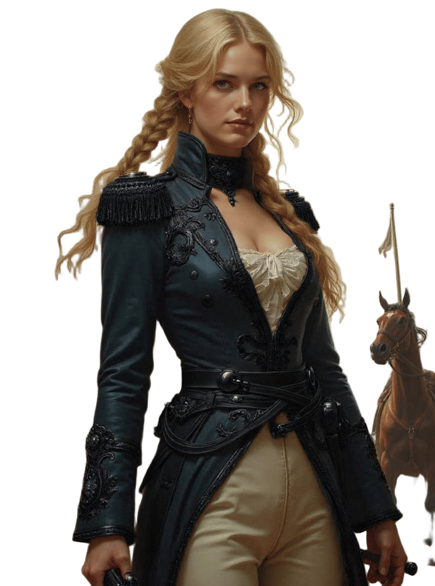 Woman as Napoleonic Cavalry Officer in Romantic Style