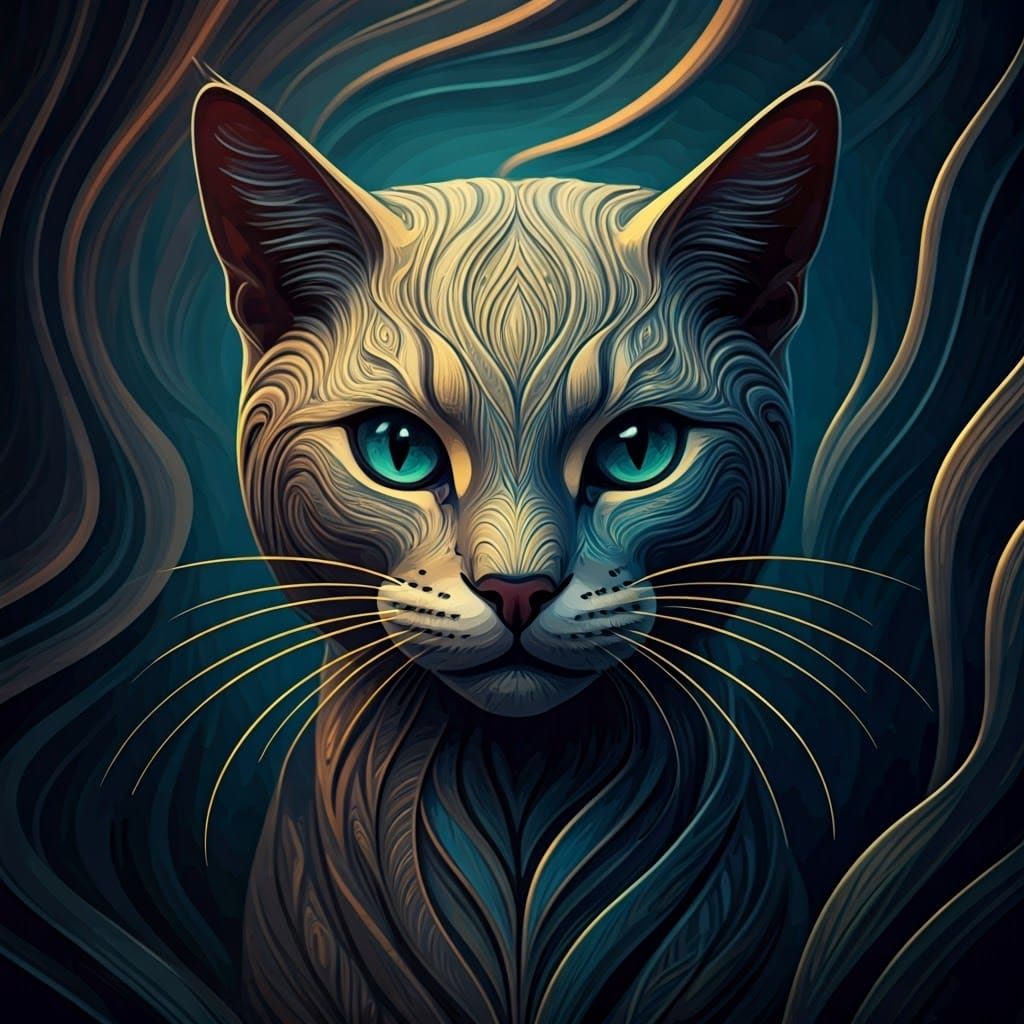 Ethereal Iris Cat in Cyberpunk Style