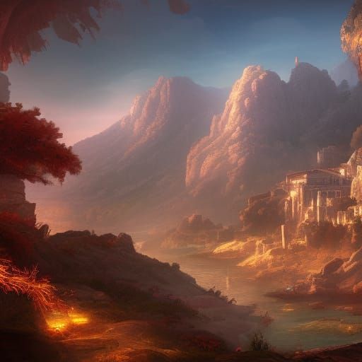 Fantastical Greece in Detailed Matte Painting