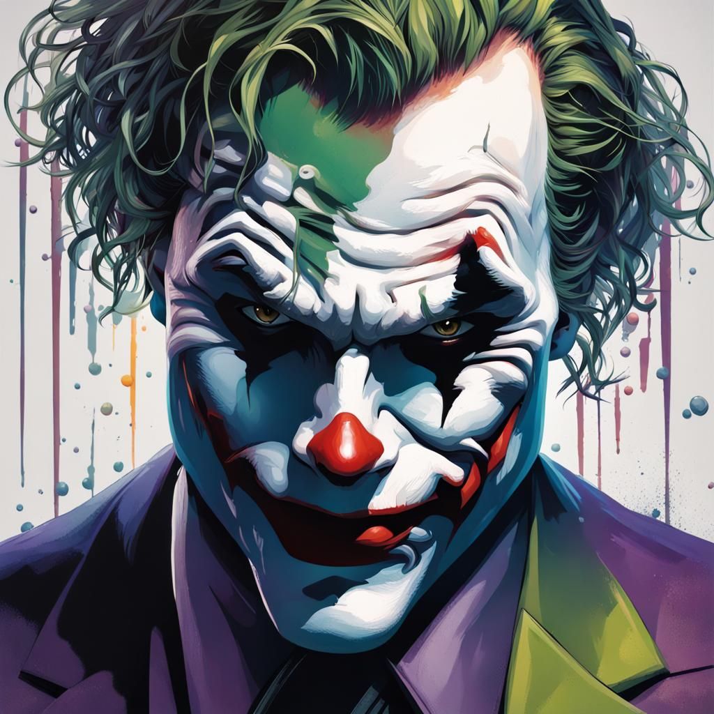 Joker Robot Face in Hyperrealistic Splash Art