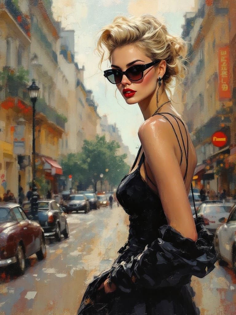 Paris Street Figure Study in Encrustique Wax Style