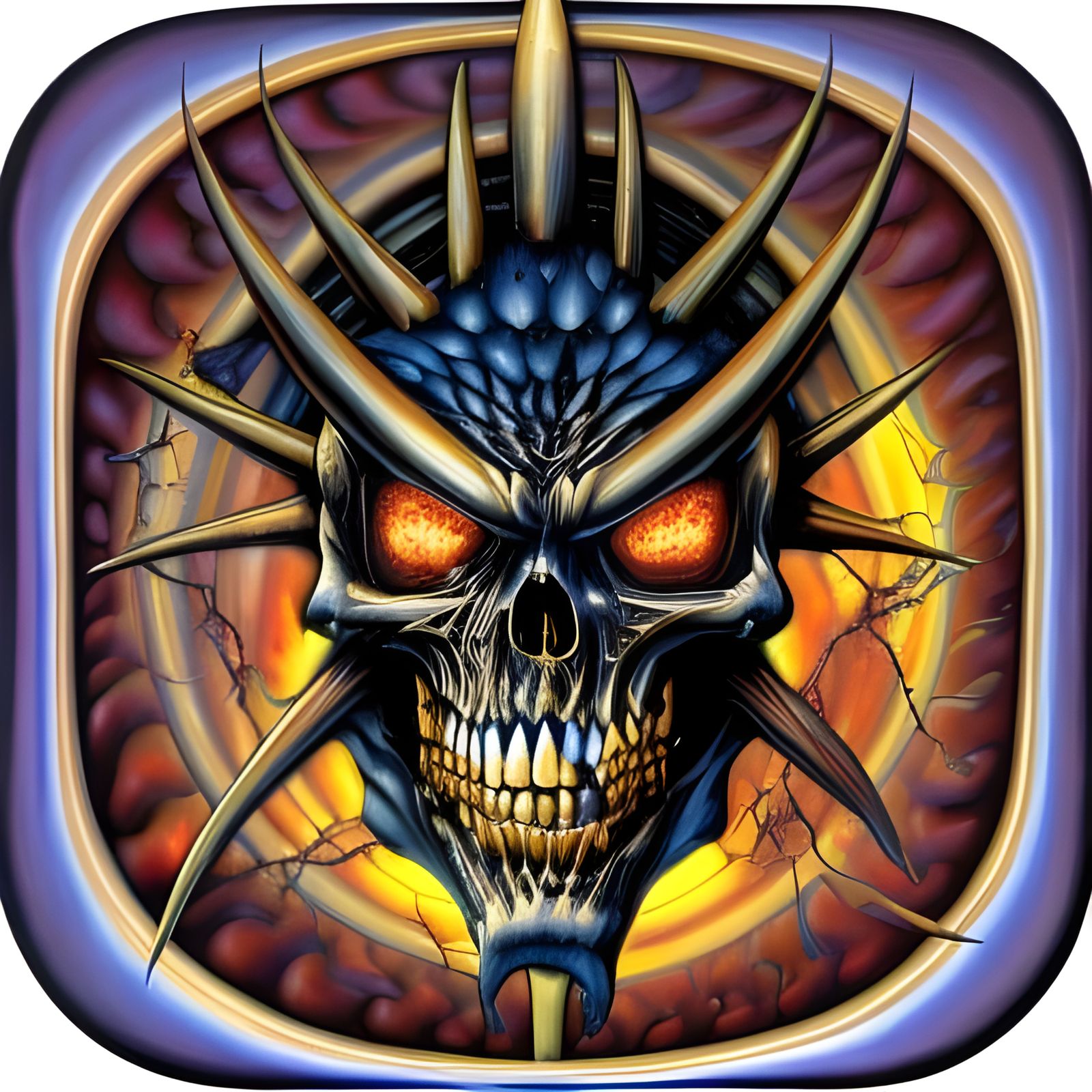 Flaming Zombie Skull in Horror Concept Art