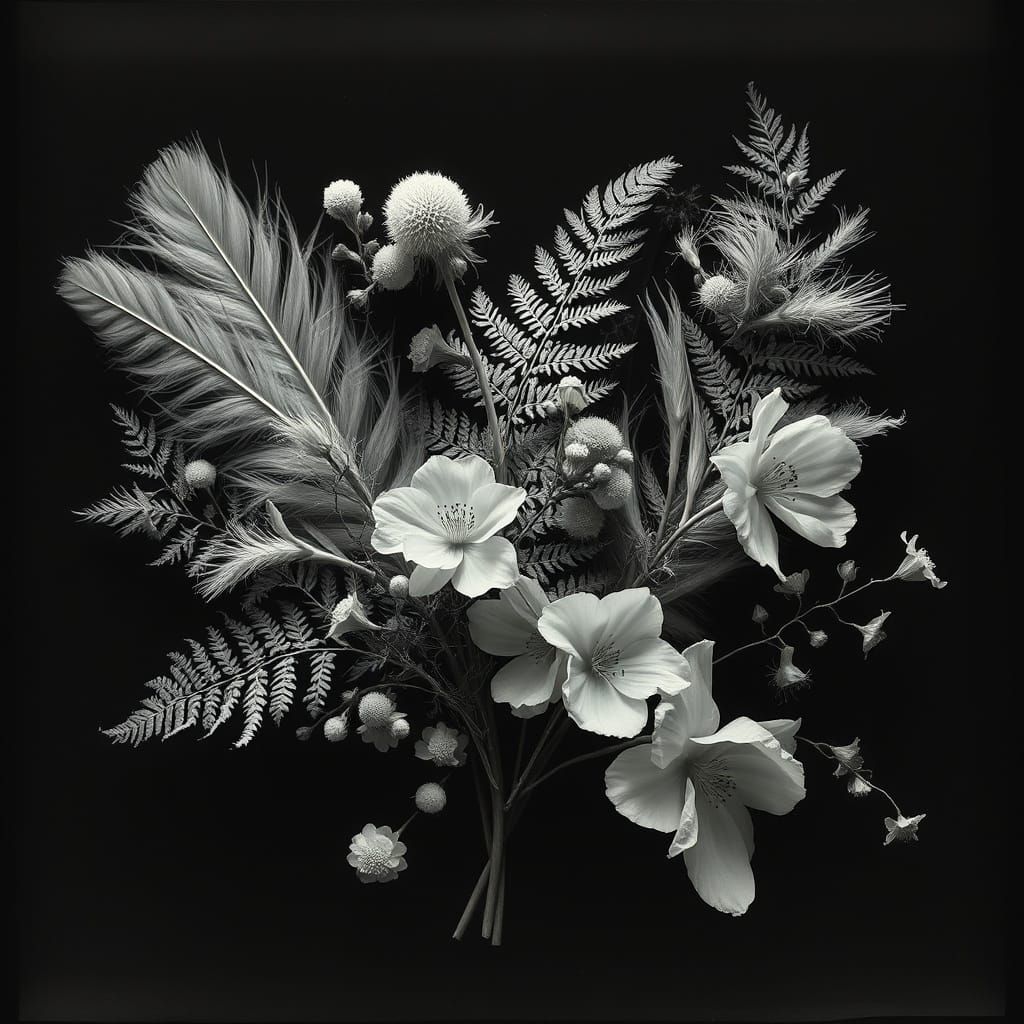 Surrealist Black and White Still Life in Rayograph Style