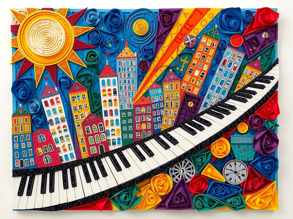 Cubist Urban Explosion: Abstract Musical Rock Art