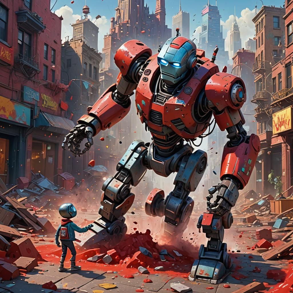 Robot Headlock in Disney Pixar Style