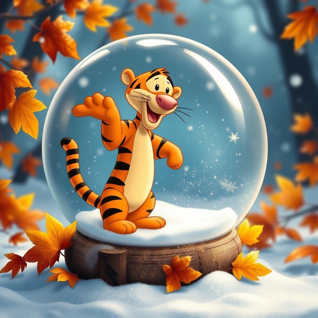 Disney's Tigger inside Autumn snow globe magical.