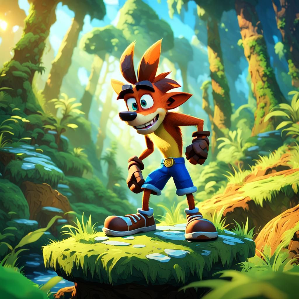 Crash Bandicoot in Lush Jungle: 3D Concept Art