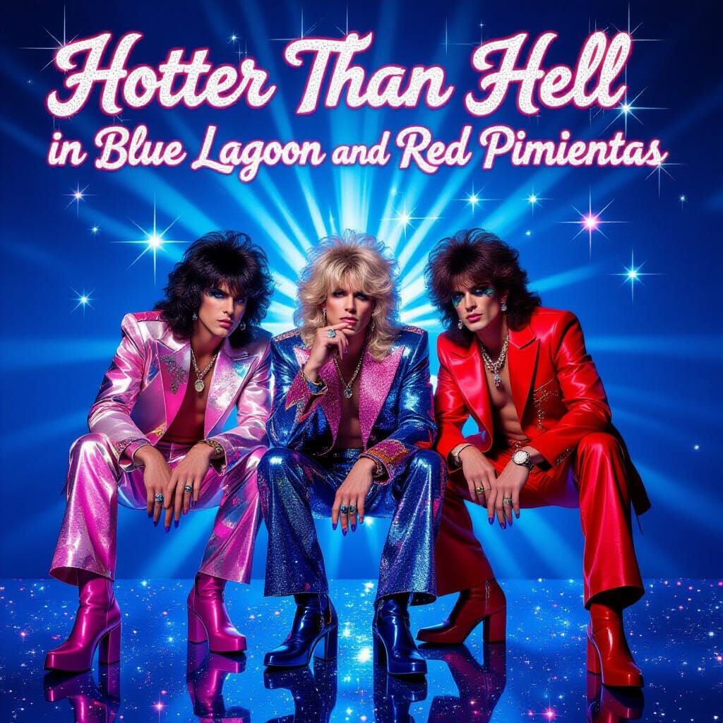 Glam Rock Stars with Glittering Neon Title