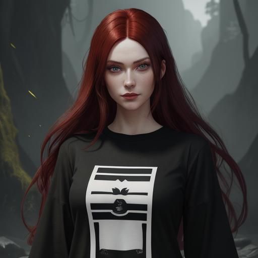 Red-Haired Girl with Striped Socks in Detailed Portrait