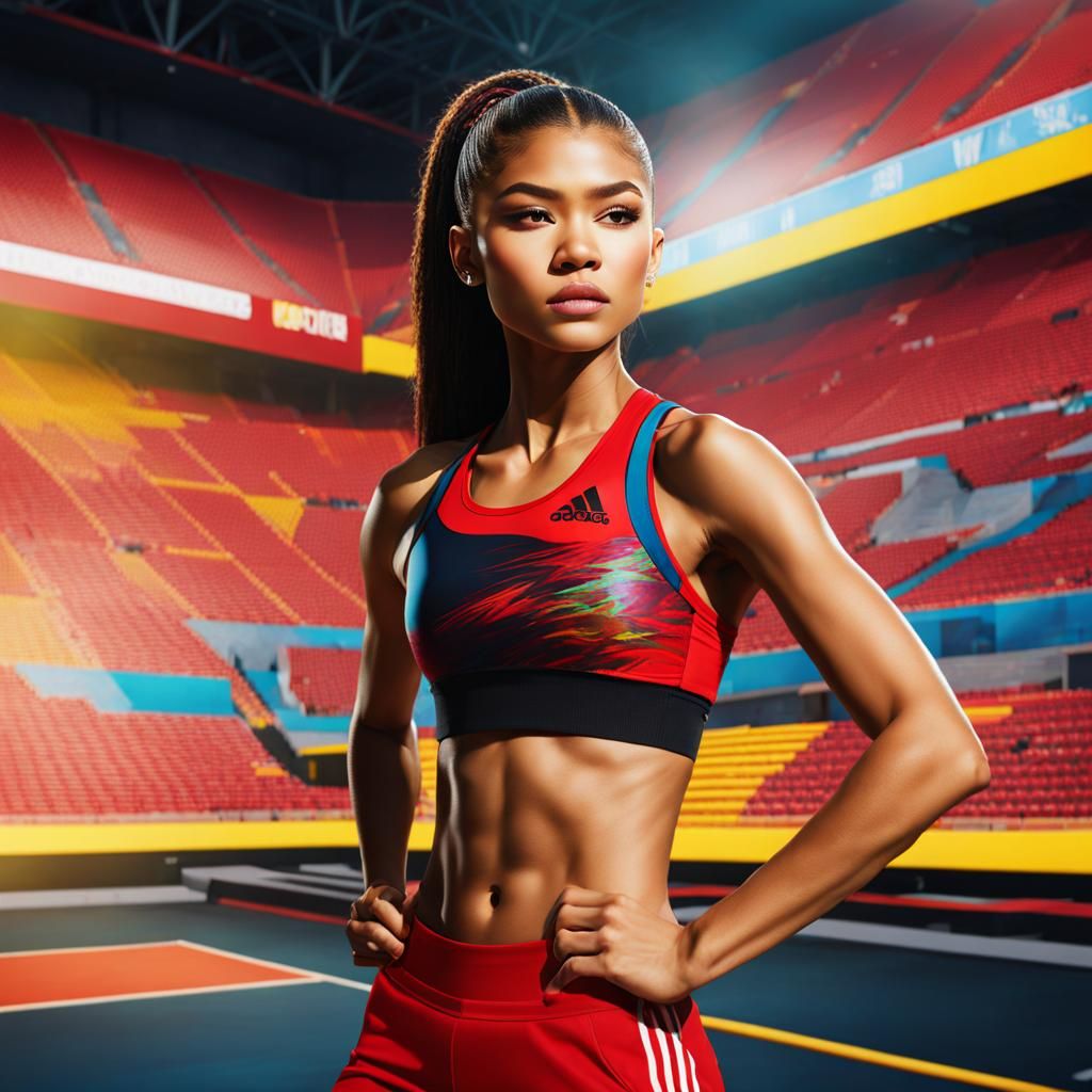 Zendaya in Hyperrealistic Splash Art Portrait