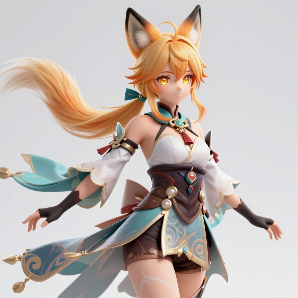 Dynamic 3D Anime Fox Human Character
