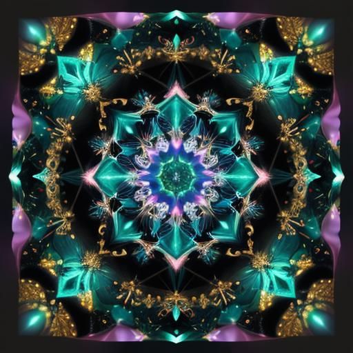 Jesus Christ with Gemstones in Abstract Design