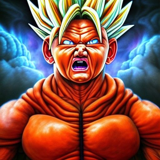 Super Saiyan Gordon Ramsay: Hyperreal Digital Illustration